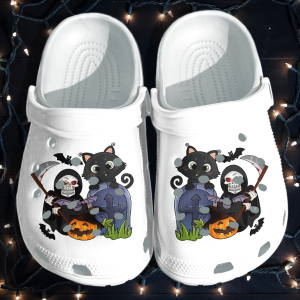 Ghost Cat Shoes Clog – Halloween Pumpkin Crocs Clog Crocband Clog Birthday Gift for Man Women