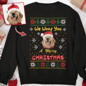 We Woof You A Merry Christmas Custom Photo T shirt HN590 2