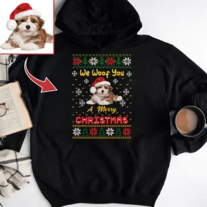 We Woof You A Merry Christmas Custom Photo T shirt HN590 3