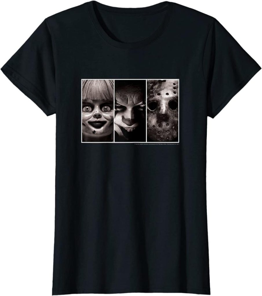 Maglietta Horror Halloween Uomo Con Personaggi Di Film Paura - Pennywise, Jason, Scream
