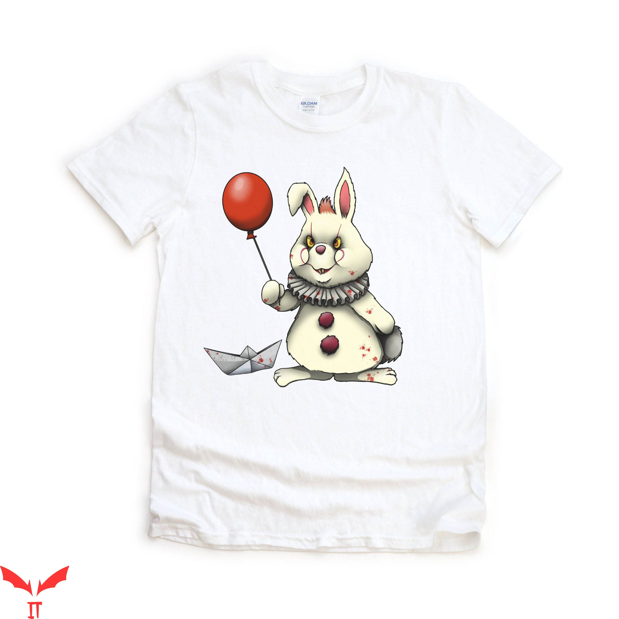IT Pennywise T-Shirt Killer Bunny Clown With Red Balloon
