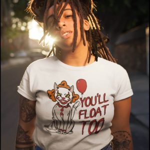 IT Pennywise T-Shirt You’ll Float Too Killer Clown Cat