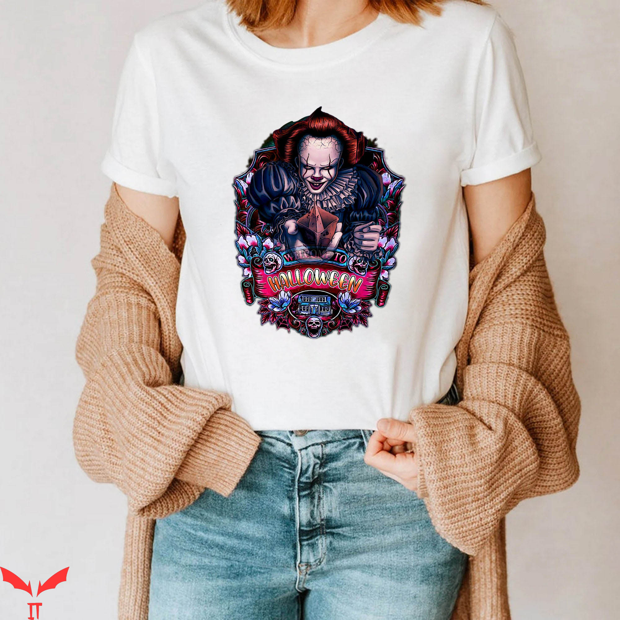 IT T-Shirt Halloween Penywise Mix Character IT The Movie IT T-Shirt Halloween Penywise Mix Character IT The Movie