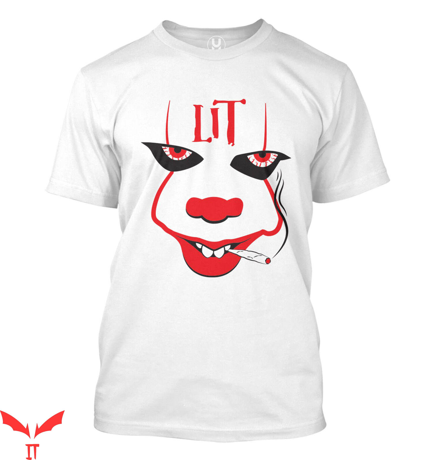 IT T-Shirt LIT Scary Pennywise Smiling Face IT The Movie