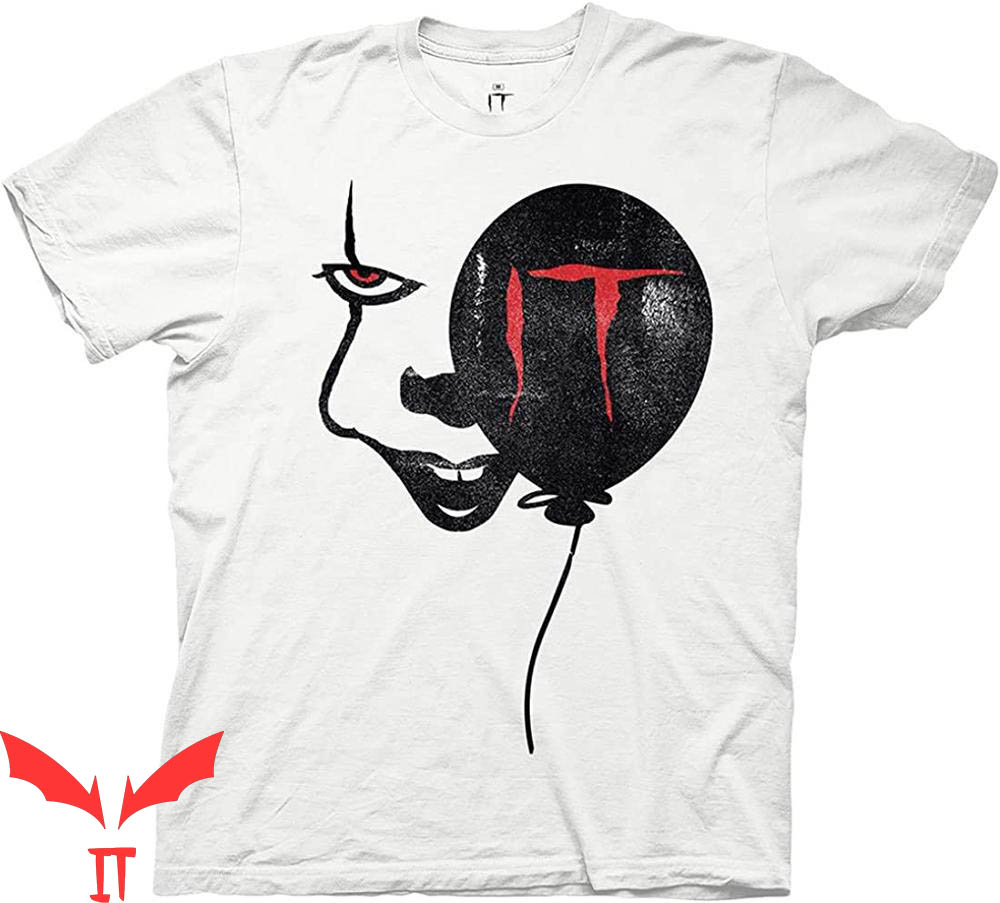 IT T-Shirt Pennywise Face Black Balloon IT The Movie