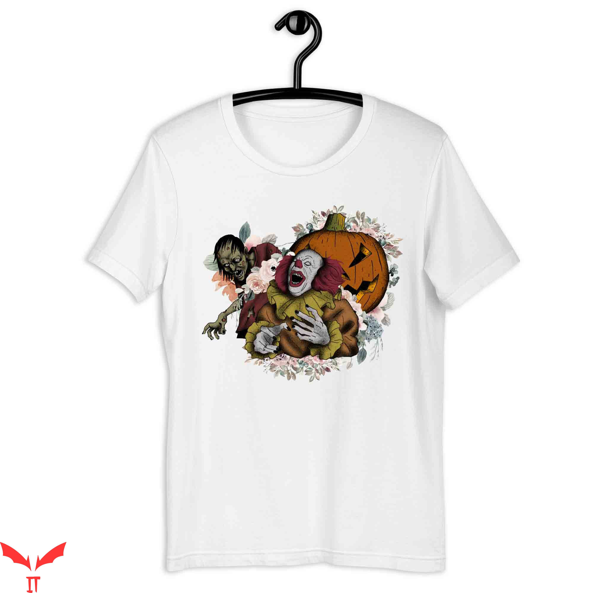 IT T-Shirt Pennywise Halloween Floral Horror IT The Movie