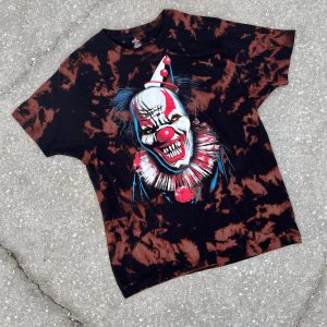 IT The Clown T-Shirt Bleach Dyed Scary Clown Horror Movie