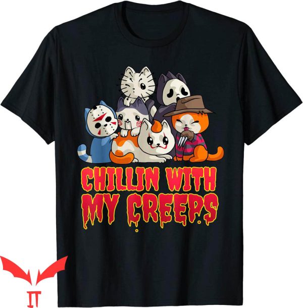 IT The Clown T-Shirt Chillin With My Creeps Funny Cat Horror