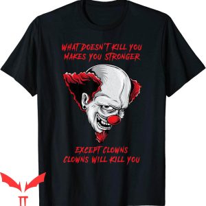IT The Clown T-Shirt Crazy Scary Horror Psychopath Clown