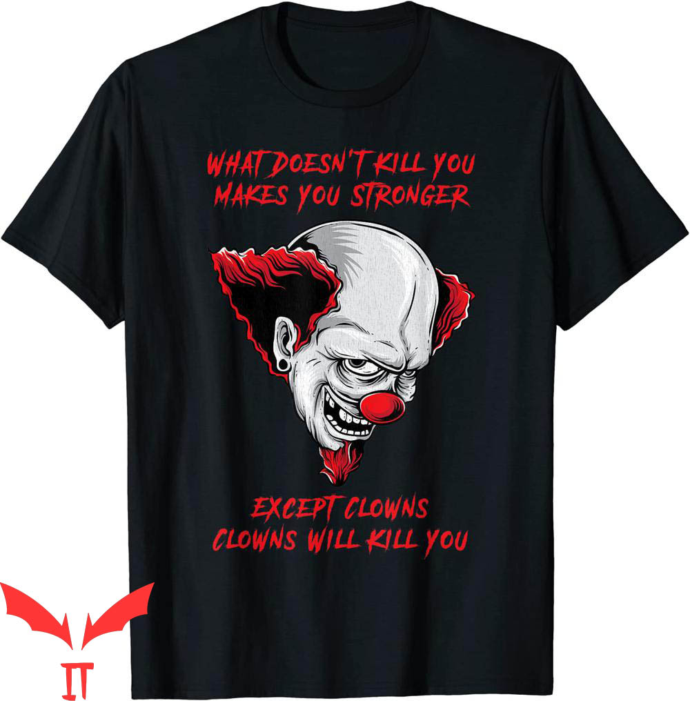 IT The Clown T-Shirt Crazy Scary Horror Psychopath Clown
