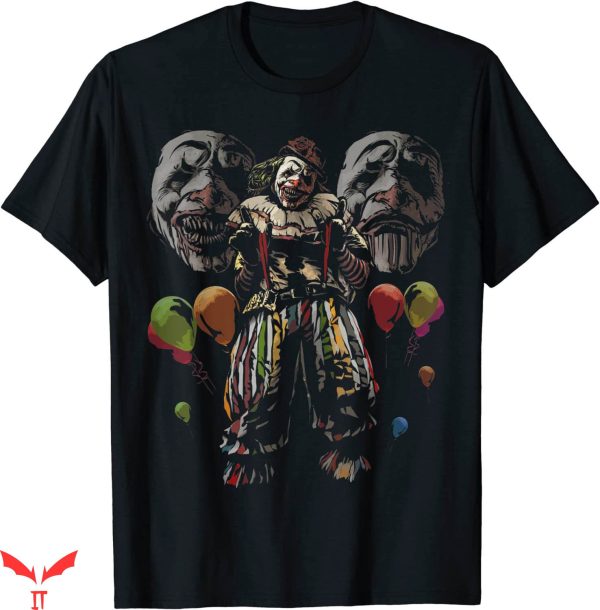 IT The Clown T-Shirt Creepy Evil Clown Balloons Scary Movie