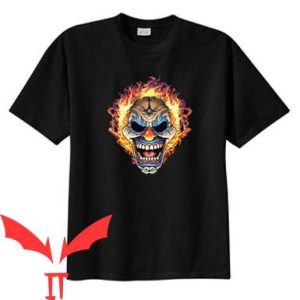 IT The Clown T-Shirt Gothic Flaming Skull Clown IT Movie