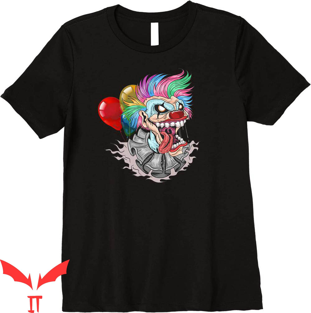 IT The Clown T-Shirt Halloween Creepy Evil Clown Balloons