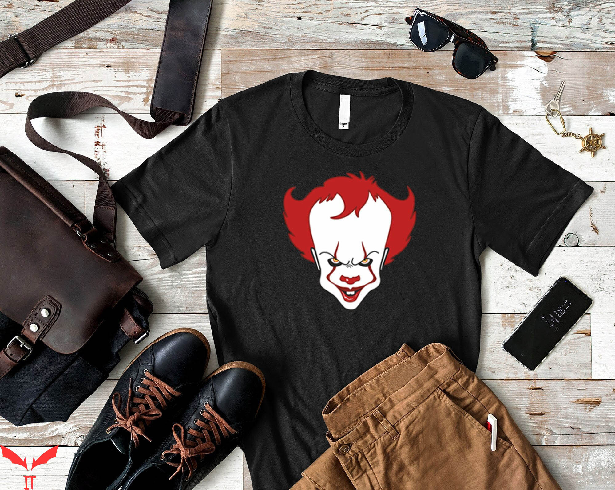 IT The Clown T-Shirt Horror Clown Face Spooky IT The Movie