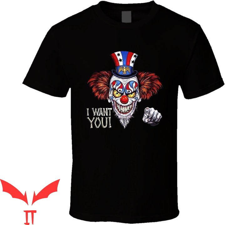IT The Clown T-Shirt I Want You Scary Clown American Flag
