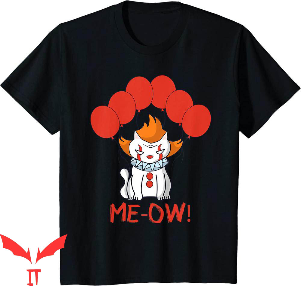 IT The Clown T-Shirt Meow Clown Cat Kitten Red Balloons