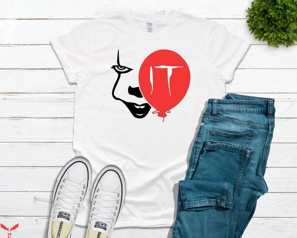 IT The Clown T-Shirt Pennywise Halloween Gilden Scary Face