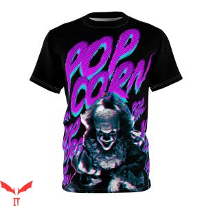 IT The Clown T-Shirt Popcorn Pennywise Purple Text Scary Clown