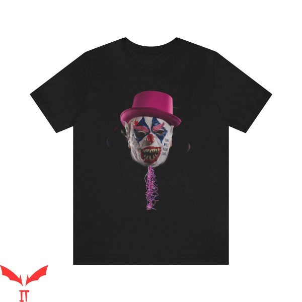 IT The Clown T-Shirt Scary Clown Head With Pink Hat