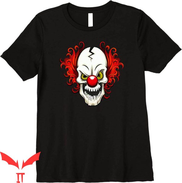 IT The Clown T-Shirt Scary Clown Skull With Wild Hair Scary