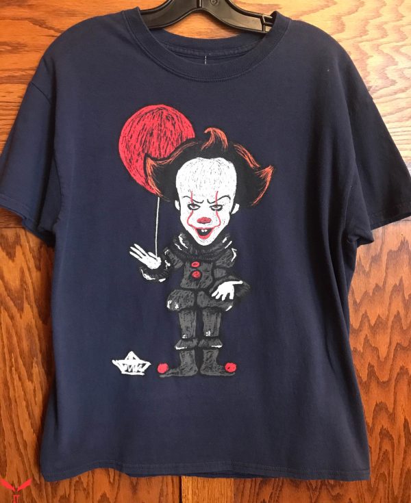 IT The Clown T-Shirt Scary Creepy Clown With Red Balloon