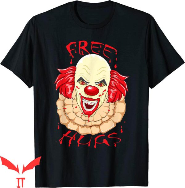IT The Clown T-Shirt Scary Halloween Clown Free Hugs Evil