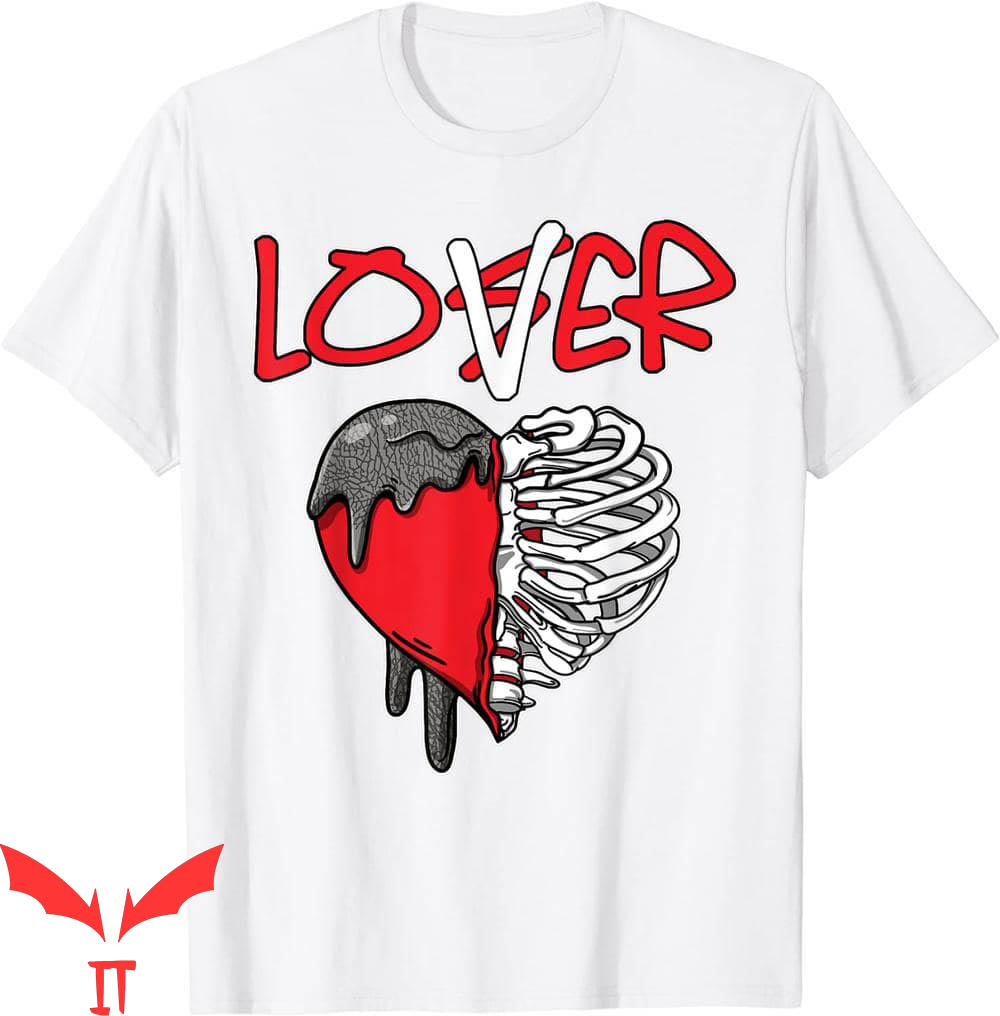 Lover Loser T-Shirt 3 Retro Fire Red Tee Dripping Heart