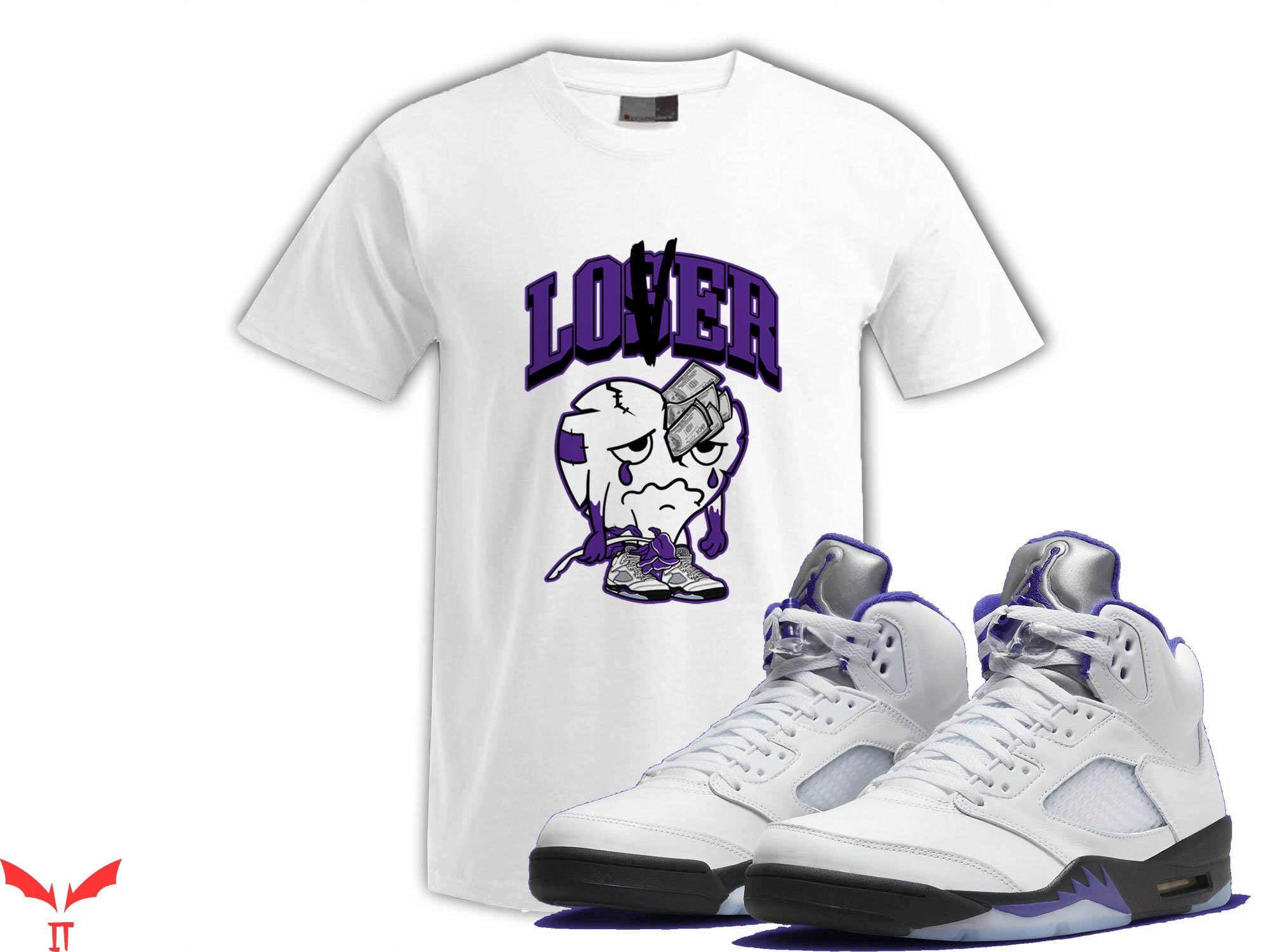 Lover Loser T Shirt Jordan 5S Concord Cry Heart