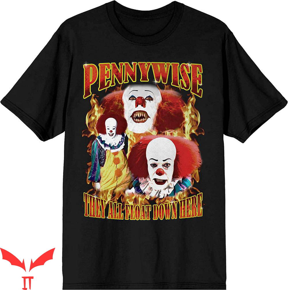 Stephen King IT T-Shirt 1990s Pennywise Flames Crew Neck