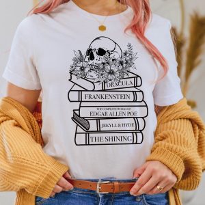 Stephen King IT T-Shirt Spooky Book Stack Horror Movie