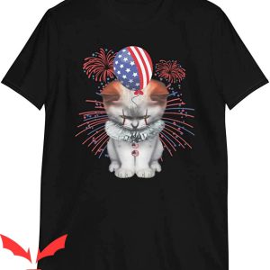 We All Float Down Here T-Shirt Halloween Patriotic Cat