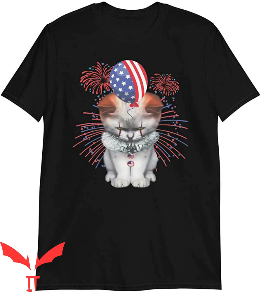 We All Float Down Here T-Shirt Halloween Patriotic Cat