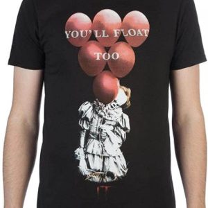 You'll Float Too T-Shirt Various Red Balloons Scary Clown