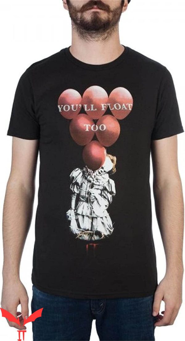 You’ll Float Too T-Shirt Various Red Balloons Scary Clown