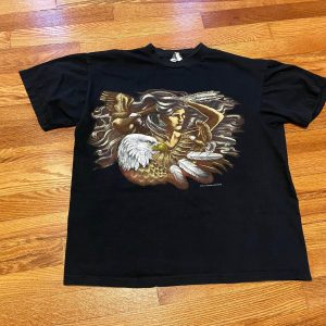 American Thunder T-Shirt 90s Vintage Tee Shirt Eagle Wolf