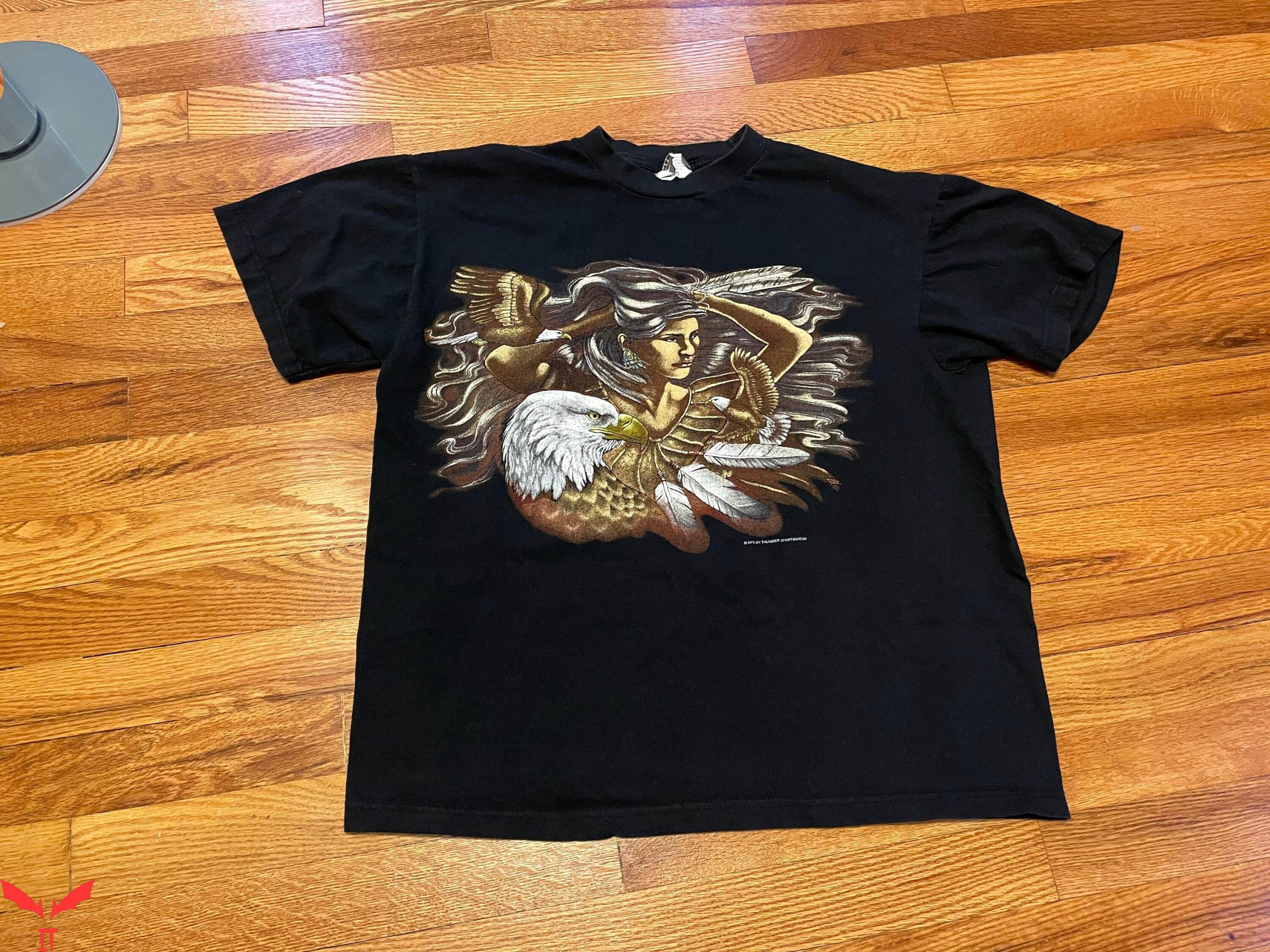 American Thunder T-Shirt 90s Vintage Tee Shirt Eagle Wolf