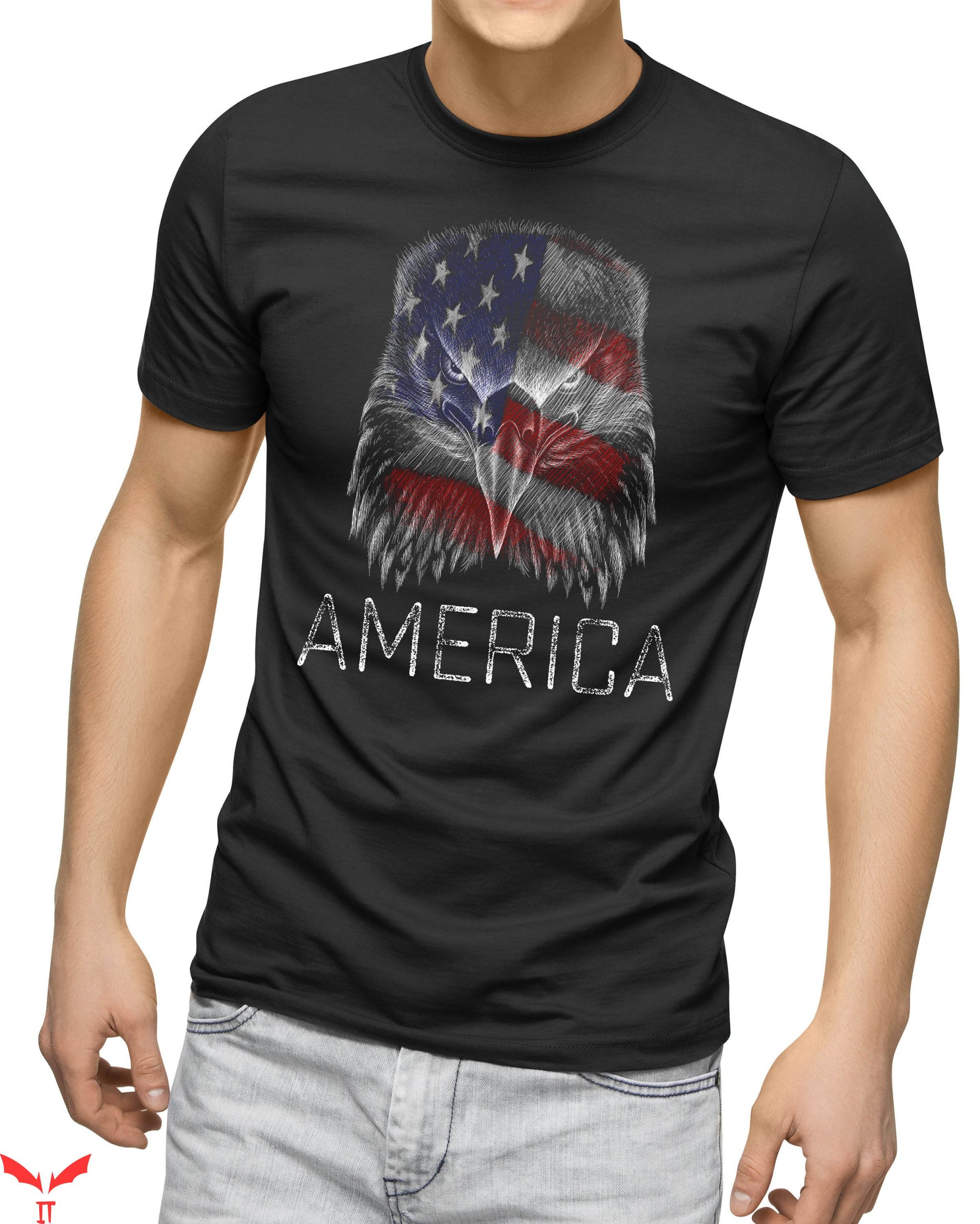 American Thunder T-Shirt Eagle Flag USA Patriotic Style Tee