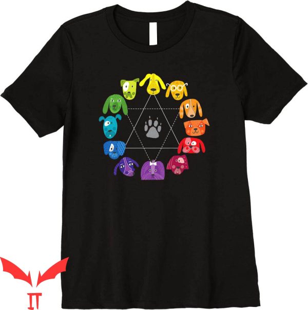 Art Teacher T-Shirt Color Wheel Educational Dog Themed Tee