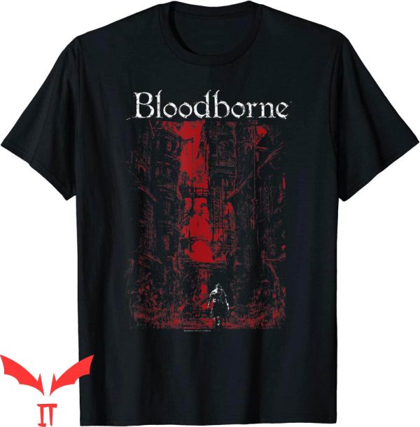 Bloodborne T-Shirt Red City Background Graphic Tee Shirt