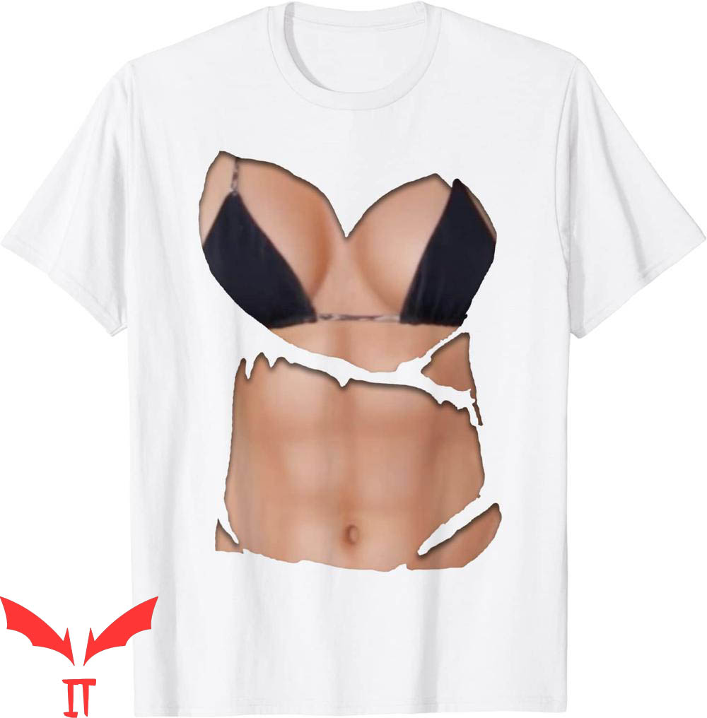 Boobs Out T-Shirt Fake Abs Funny Bikini Body Muscle Six Pack