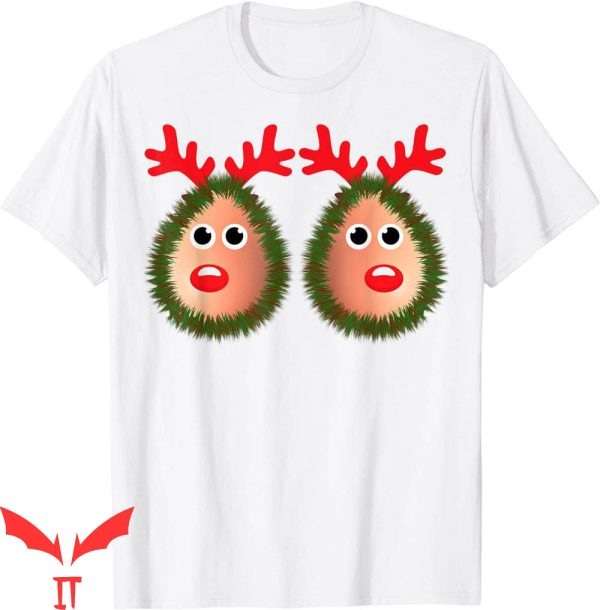 Boobs Out T-Shirt Sexy Reindeer Boobs Funny Graphic T-Shirt