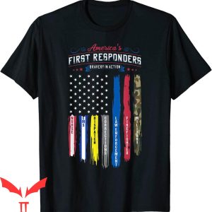First Responder T-Shirt Flag Support American Heroes T-Shirt