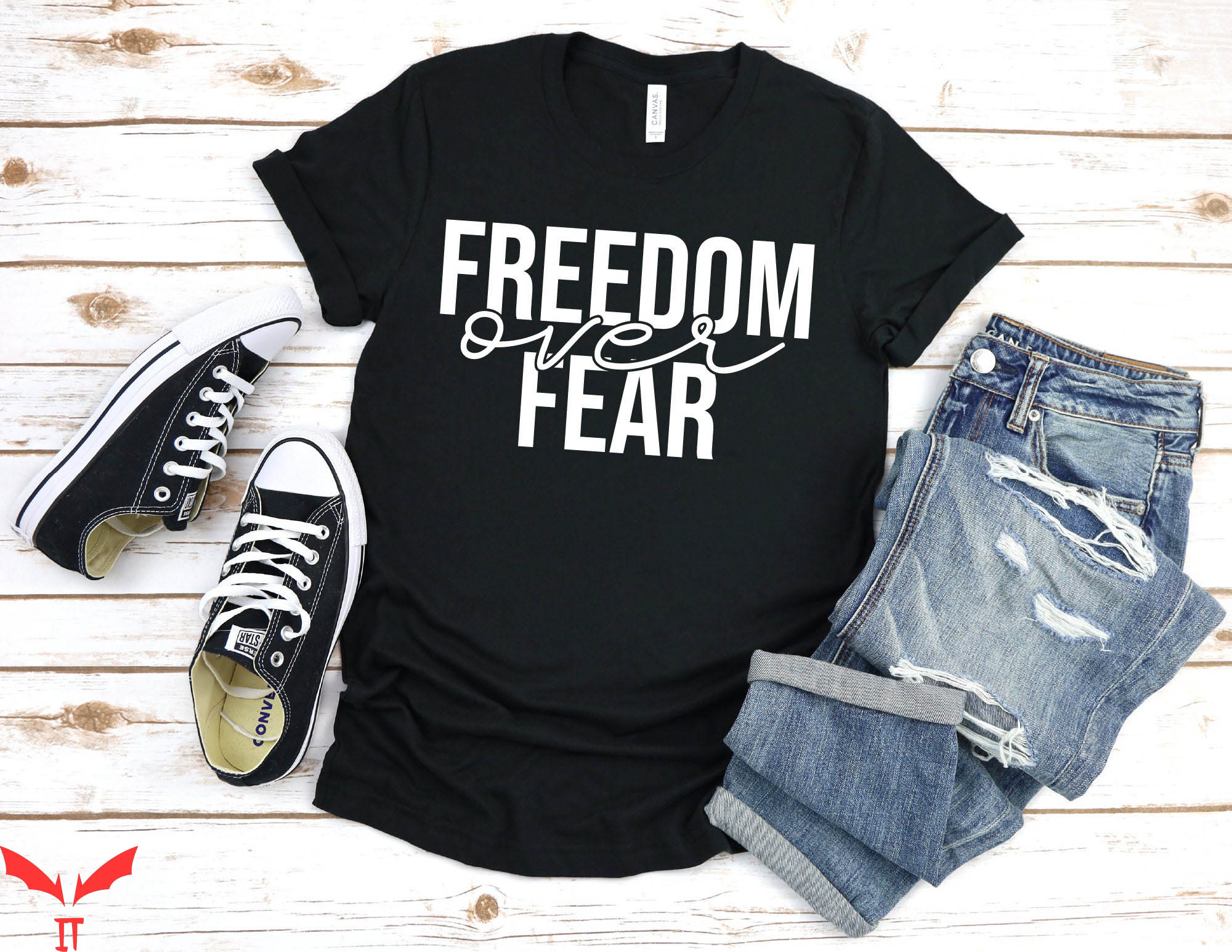 Freedom Over Fear T-Shirt Motivational American Veteran Tee