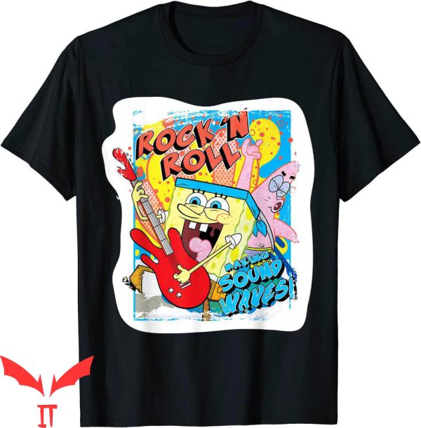 Gangster Spongebob T-Shirt Rock N Roll Making Sound Waves