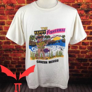 Happy Fisherman T-Shirt Vintage Funny Graphic Tee Shirt