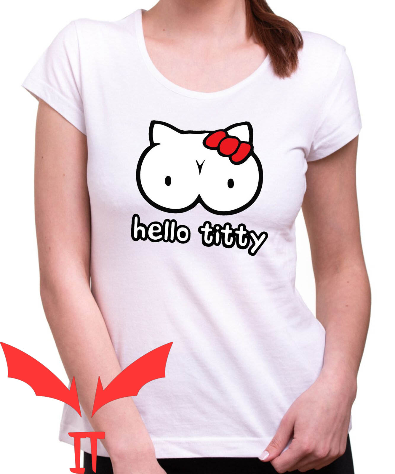 Hello Titties T-Shirt Funny Meme Black Words Empowerment