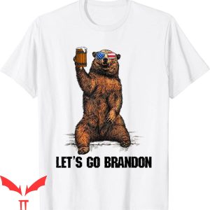 Let’s Go Brandon T-Shirt Bear Drinking USA Flag Vintage