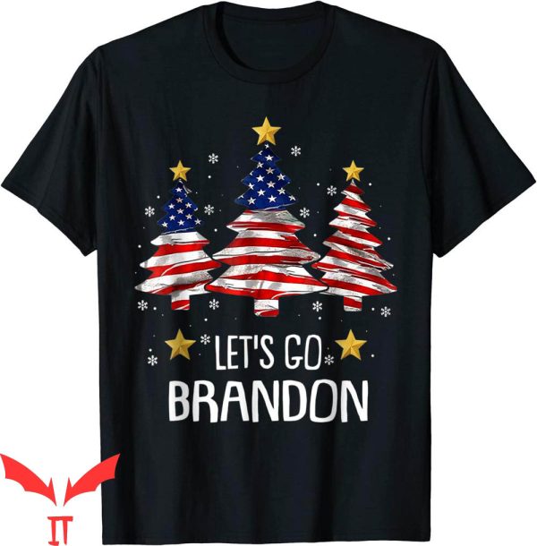 Let’s Go Brandon T-Shirt Merry Christmas US Flag Pine Tree