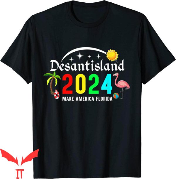 Make America Florida T-Shirt Desantisland 2024 Flamingo Tee