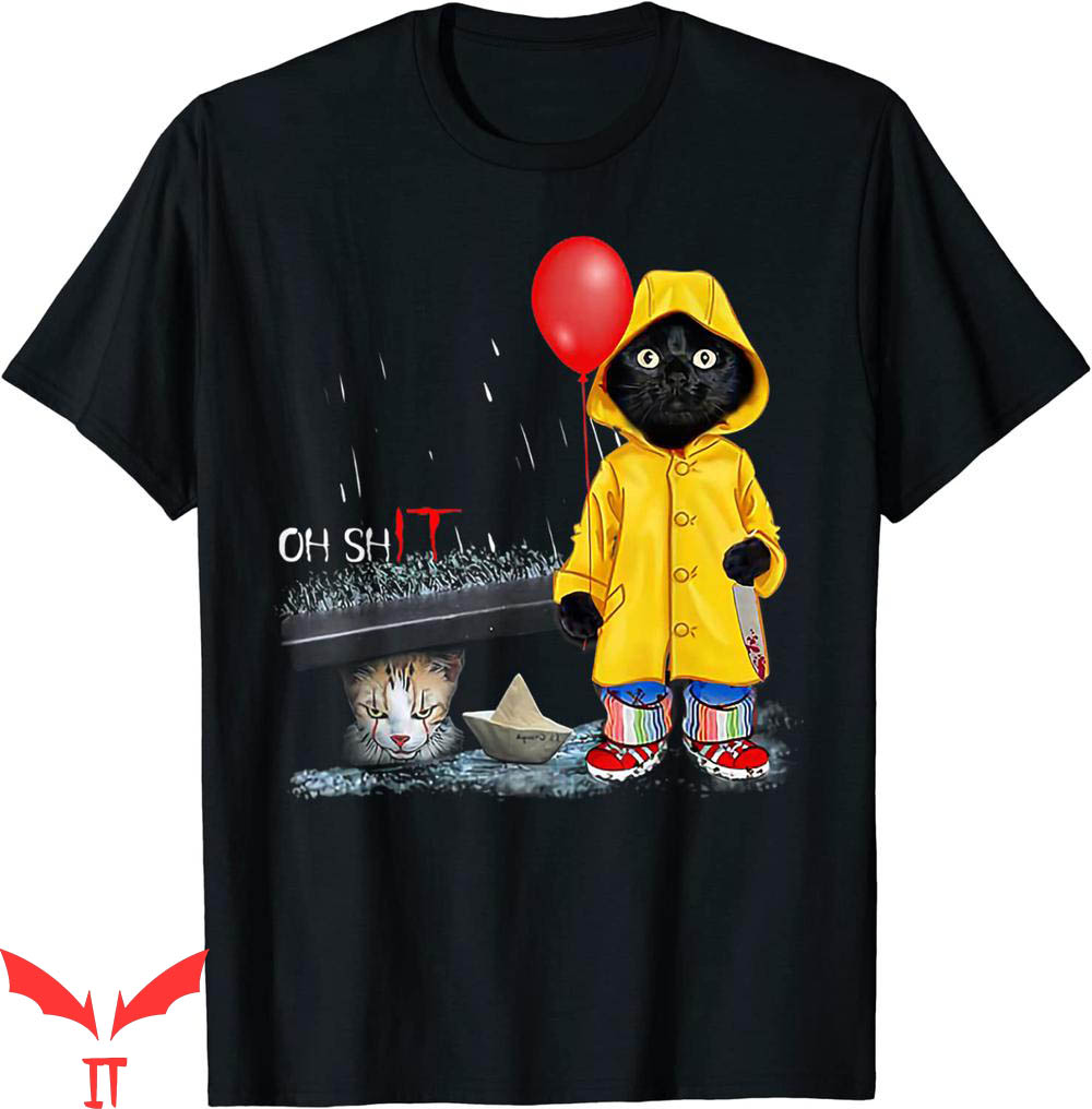 Pennywise Cat T Shirt Oh Shit Cat Clown Cat Wear Raincoat
